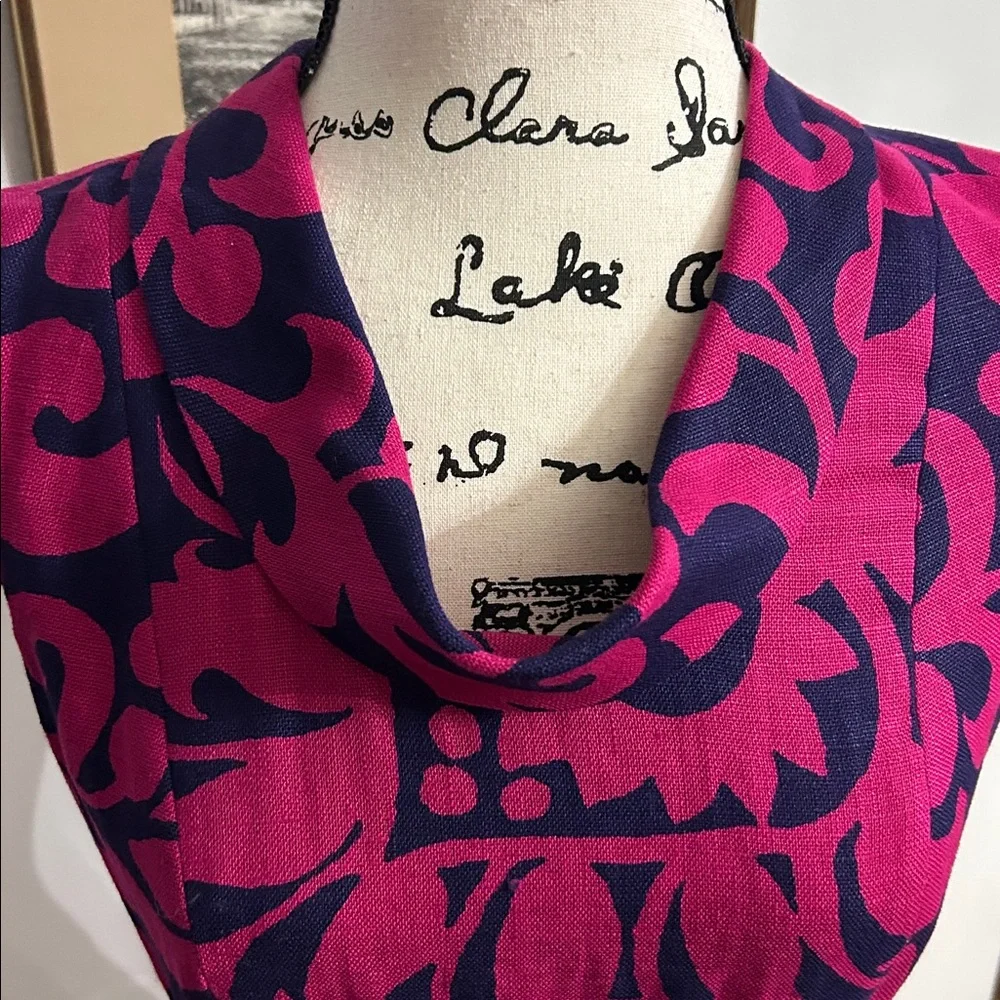 Talbots Magenta and Navy Floral Dress, 4P Lined Excellent Condition - Picture 4 of 7